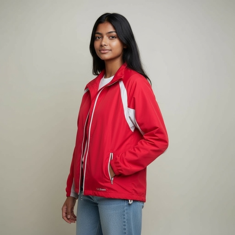 L.L. Bean Pink Nylon Zip Up Running Jacket​​​